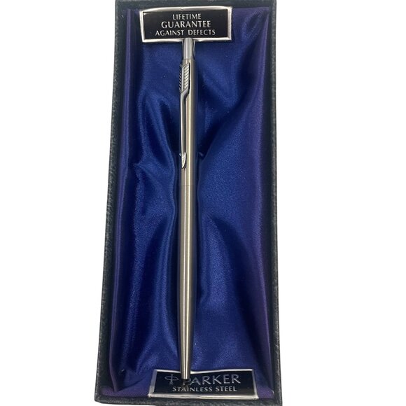Vintage Parker 75 Classic Ballpoint Pen Silver 1971 Box and Pen Works Blue Ink - Picture 1 of 4